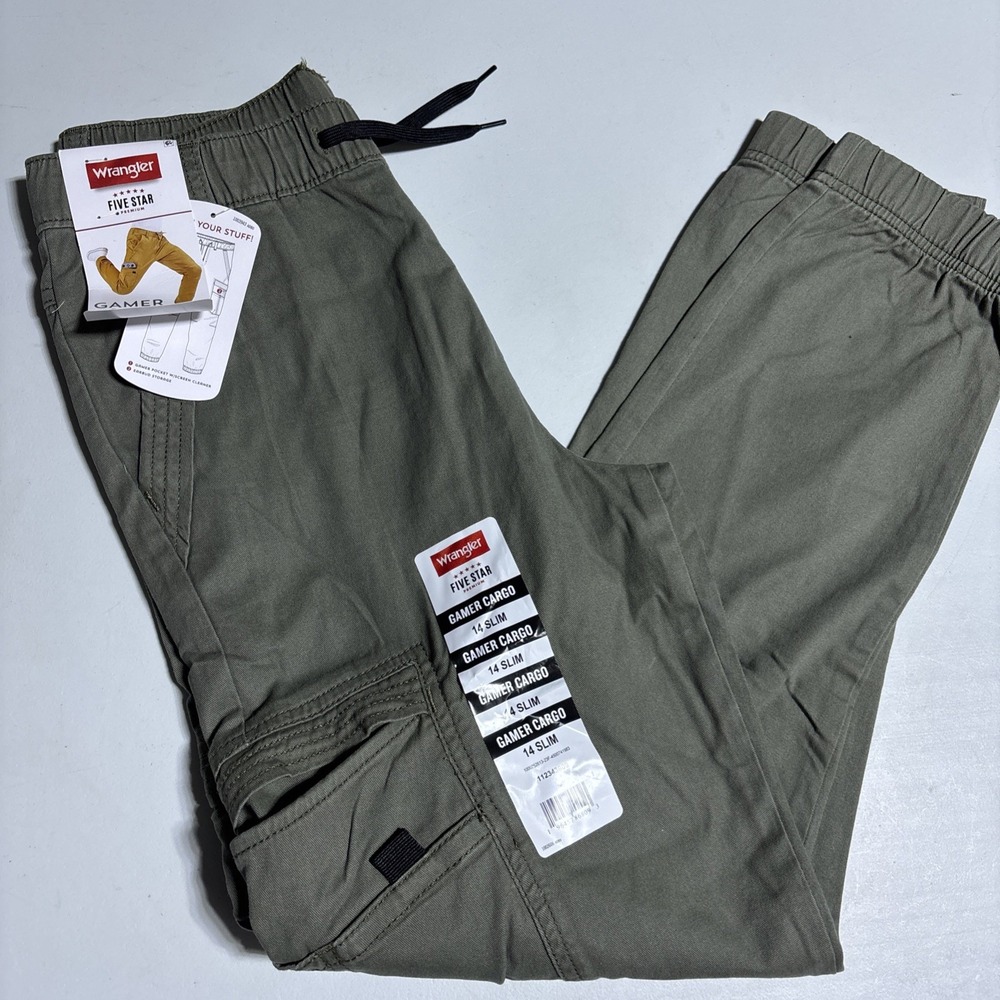 Wrangler Cargo Green Gamer Jeans Size 14 Slim- New Olive NWT